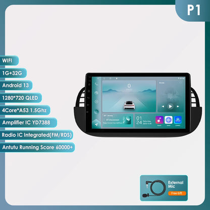 Autoradio Android 4G 8-Core per Fiat 500 (2007-2014) – CarPlay, GPS e Intrattenimento a Portata di Mano!