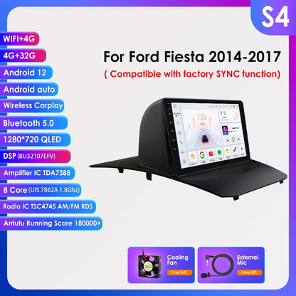 Autoradio Android 13 per Ford Fiesta (2009-2017) – Schermo 9”, CarPlay & Android Auto, GPS, 4G, DSP