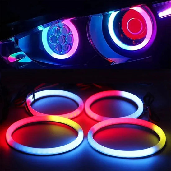 4PCS Anelli LED RGB Angel Eyes COB 12V/24V – Luci Decorative con Controllo App