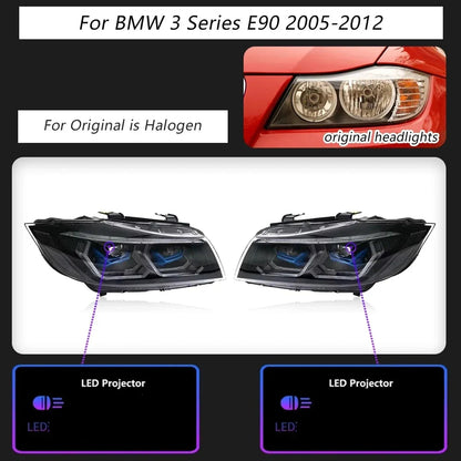Fari LED per BMW Serie 3 E90 (2005-2012) – DRL, Angel Eyes, Proiettore a Lente