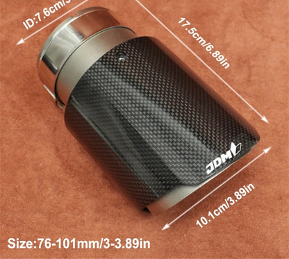 Terminale di Scarico Universale JDM in Fibra di Carbonio e Acciaio Inox – Nero Ovale – Ingresso 2” / 2,5” / 3”