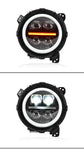 Fari LED per Jeep Wrangler 2018-2024 – DRL, Lenti Laser, Indicatori Dinamici Sequential