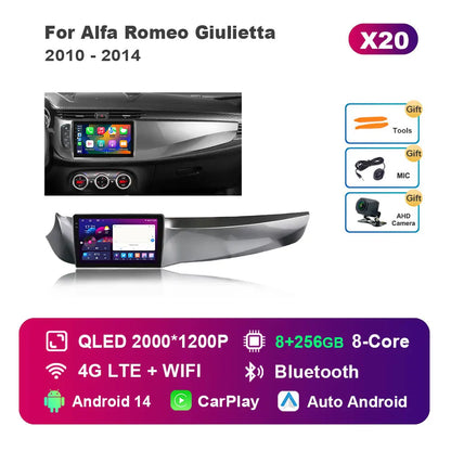 🔊 Android 14 Car Radio per Alfa Romeo Giulietta 2010–2014 | Navigatore GPS, Schermo Touch IPS, DSP, 4G, WiFi