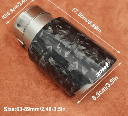 Terminale di Scarico Universale JDM in Fibra di Carbonio e Acciaio Inox – Nero Ovale – Ingresso 2” / 2,5” / 3”