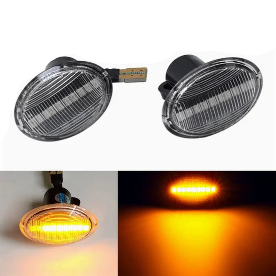 Coppia Luci Laterali LED con Freccia Dinamica per Fiat 500, Ford KA, Lancia Ypsilon, Maserati – Lente Fumè o Cristallo