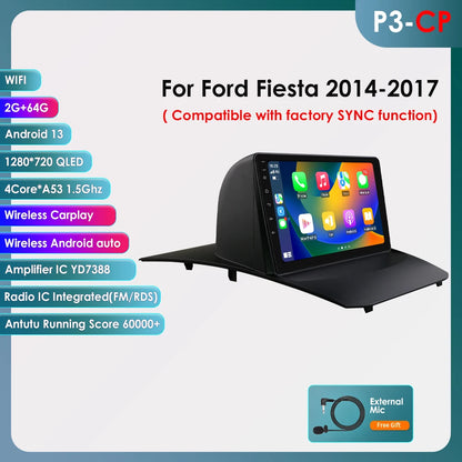 Autoradio Android 13 per Ford Fiesta (2009-2017) – Schermo 9”, CarPlay & Android Auto, GPS, 4G, DSP
