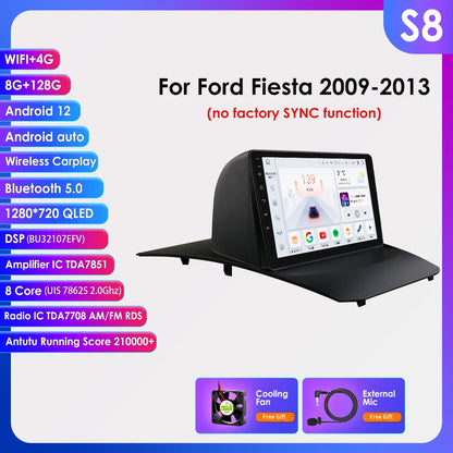 Autoradio Android 13 per Ford Fiesta (2009-2017) – Schermo 9”, CarPlay & Android Auto, GPS, 4G, DSP