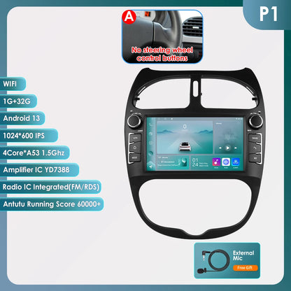 Autoradio 7" Android per Peugeot 206 (2000-2008) – CarPlay, Android Auto, GPS, WiFi, FM/RDS