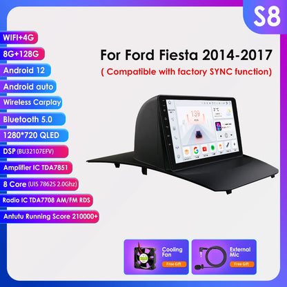 Autoradio Android 13 per Ford Fiesta (2009-2017) – Schermo 9”, CarPlay & Android Auto, GPS, 4G, DSP
