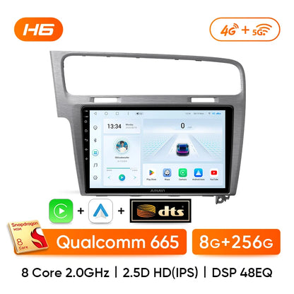 Autoradio Android 13 con Schermo 10” – Wireless CarPlay, Android Auto, GPS e 4G – Compatibile con Volkswagen Golf 7 MK7 GTI R (2012-2020)