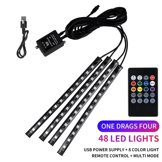 Atmosfera RGB Universale per Auto – Luci LED Interiori con Controllo Wireless e Musica