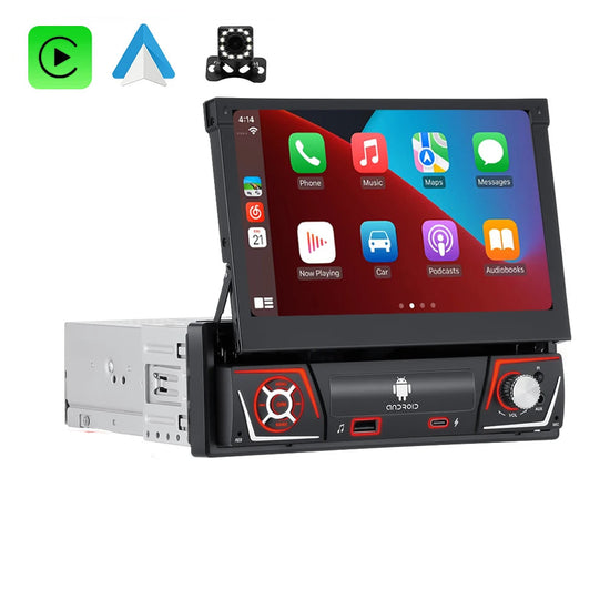 Autoradio 1 DIN Android 13 con Schermo Retrattile 7" IPS – CarPlay, Android Auto, GPS, Lettore Multimediale