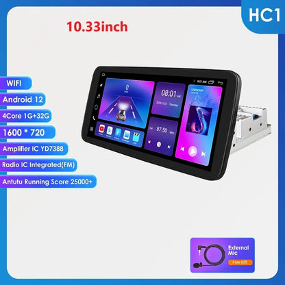 Autoradio 10.1" 360° Rotante – Android 13, CarPlay, Android Auto, GPS, 8+128GB, 1 DIN