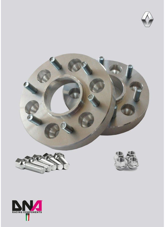 Kit coppia distanziali ruote doppia foratura sp. 30 mm + viti ruota DNA Racing Renault Clio IV RS (2013 - )